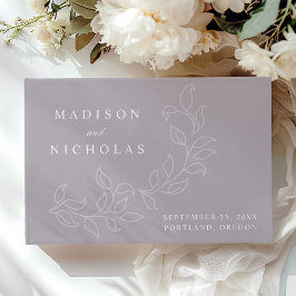 Cascading Dusty Lila Lövs Photo Bröllop Gästböcker