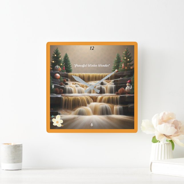 "Cascading Falls of Joy" Fyrkantig Klocka (Hem)