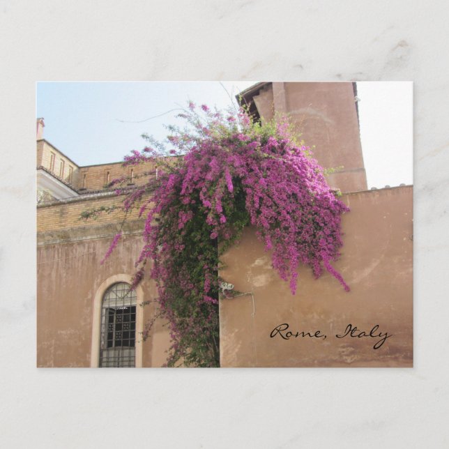 Cascading Flowers på en gammal Byggnad Vykort (Framsida)