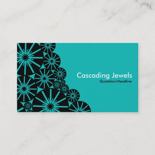Cascading Jewels - Aqua Blue 0ABAB5 Visitkort (Framsida)