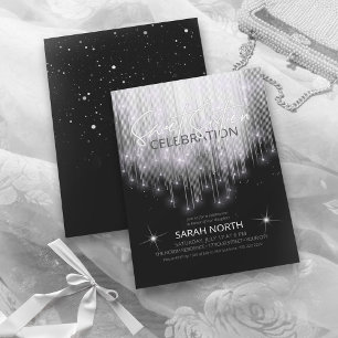 Cascading Ljus Sweet 16 Black and White ID790 Inbjudningar