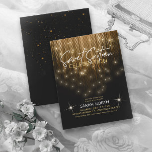 Cascading Ljus Sweet 16 Guld ID790 Inbjudningar