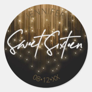Cascading Ljus Sweet 16 Guld ID790 Runt Klistermärke