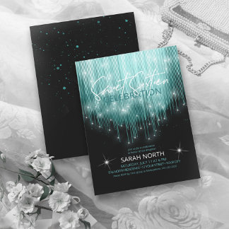 Cascading Ljus Sweet 16 Teal ID790 Inbjudningar