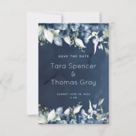 Cascading Navy Peony Bröllop Spara Datumet