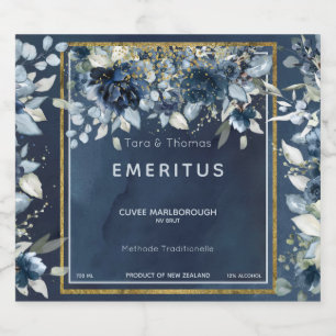 Cascading Peonies Bröllop marin Sparkling Vin Labe