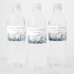 Cascading Peonies Bröllop Vattenflaska Label Vattenflaskor Etikett