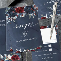 Cascading Peony Burgundy Navy Bröllop OSA