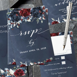 Cascading Peony Burgundy Navy Bröllop OSA