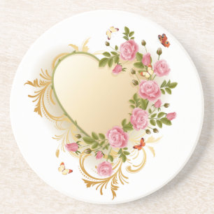 Cascading Ro Guld Heart Underlägg Sandsten