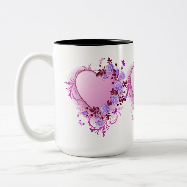 Cascading Ro Lavender Heart Två-Tonad Mugg (Vänster)
