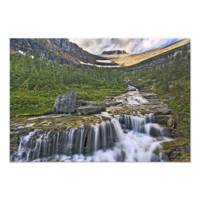 Cascading stream, Glacier National Park Fototryck (Framsidan)