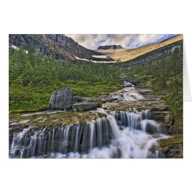 Cascading stream, Glacier National Park Hälsningskort (Framsidan Horizontal)