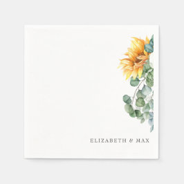 Cascading Sunblommblommor Greenery Sage Bröllop Pappersservett