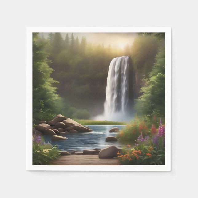 Cascading Vatten A Serene Escape Pappersservett (Framsidan)