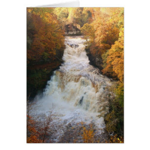 Cascading Waterfall i Autumn Corra Linn Hälsningskort