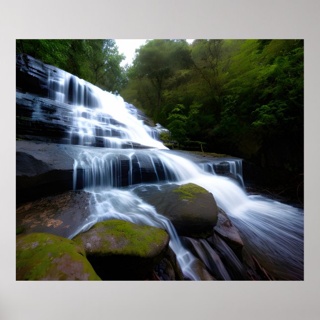 Cascading Waterfall Photo Poster (Framsidan)