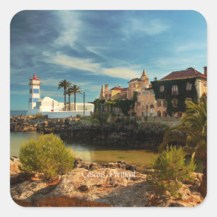 Cascais, Portugal, bildlandskap Fyrkantigt Klistermärke
