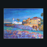 Cascais Portugal fyr Portugals landskap Vykort<br><div class="desc">En vacker oljemålning av landskapet i Cascais, Portugal. Berömden fyr, Portugal. Jag målade upp detta vackra oljelandskap för min portugisiske svärson som kärlek Portugal och kärlek skulle ha en souvenir från sitt favorithörn i Cascais, dvs. ett landskap med ett museum och berömdens fyr i St Marty. Cascais är en liten...</div>