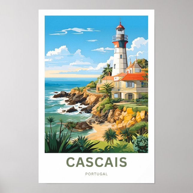 Cascais Portugal Travel Skriv ut Poster (Framsidan)