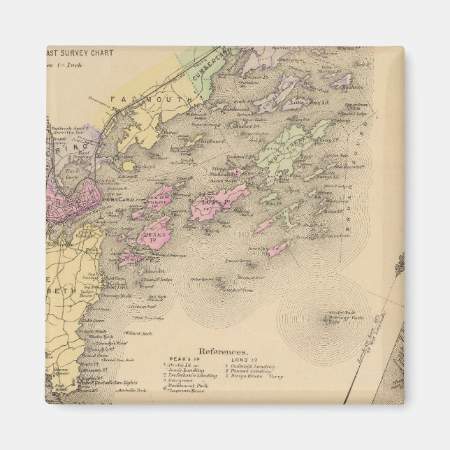 Casco Bay Karta Magnet (Framsidan)