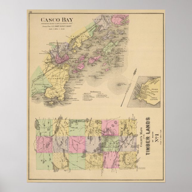 Casco Bay Karta Poster (Framsidan)