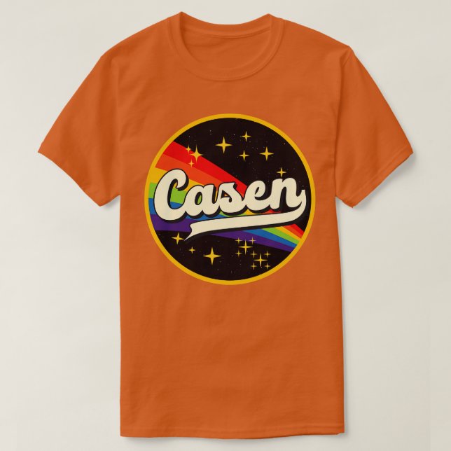 Casen Rainbow i Space Vintage Stil T Shirt (Design framsida)