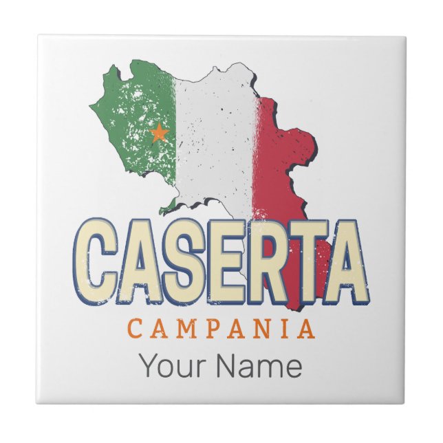Caserta Italien Retro Campania Karta Vintage Souve Kakelplatta (Framsidan)