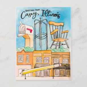 Casey, IL Postcard Vykort