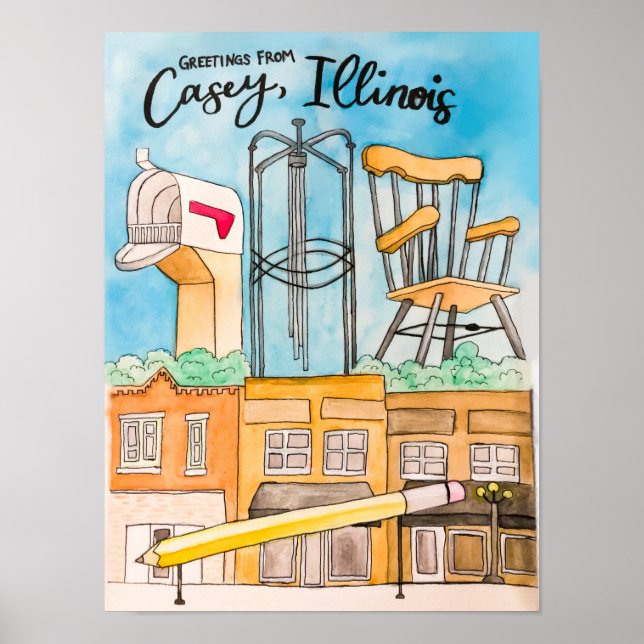 Casey, IL Travel Poster (Framsidan)