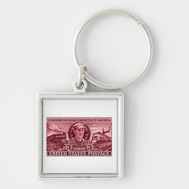 Casey Jones Fyrkantig Silverfärgad Nyckelring (Framsidan)