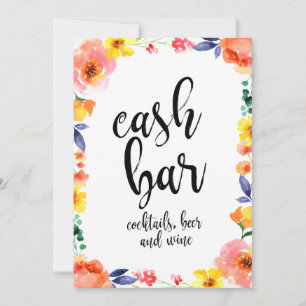 Cash Bar Prisvärt Boho Blommig Bröllopsskylt