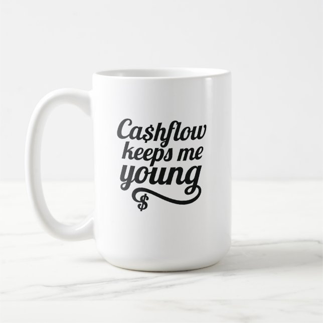 Cash Flow håller mig ung Premium Kaffemugg (Vänster)