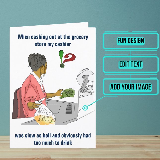 Cashier Funny Birthday Kort (Looking for the perfect card for that clever cashier friend of yours.)