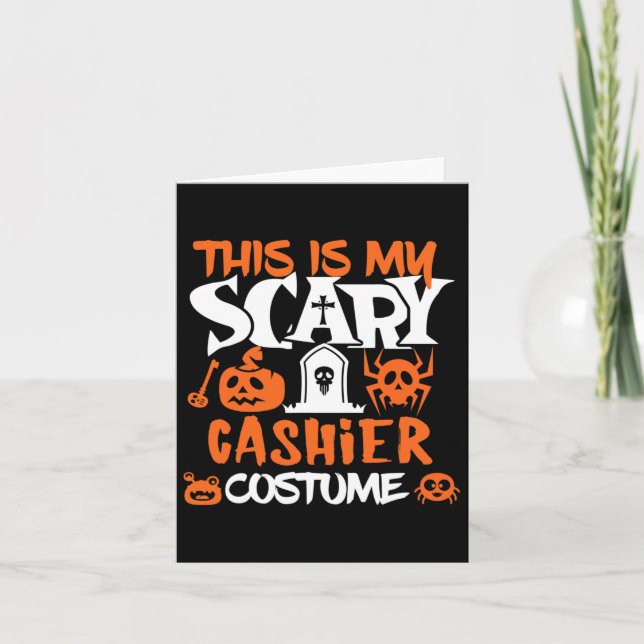 Cashier Halloween Shirt Costume Funny Manar Kvinno Kort (Framsida)