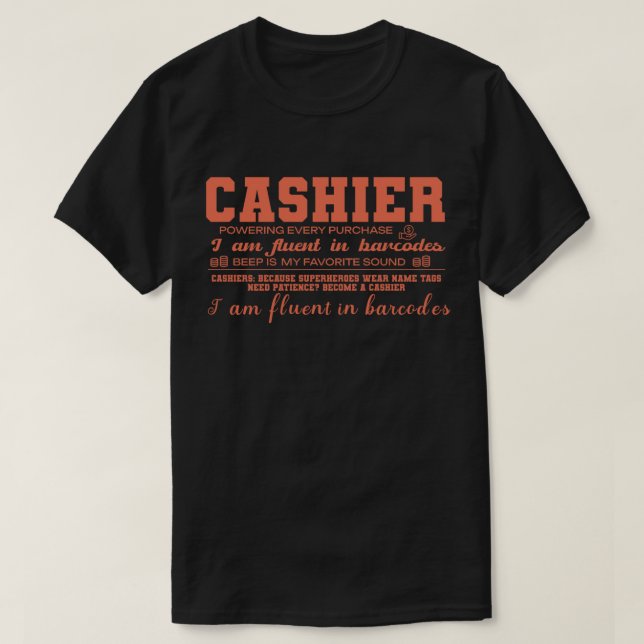 Cashier — Powering Every Purchase T Shirt (Design framsida)