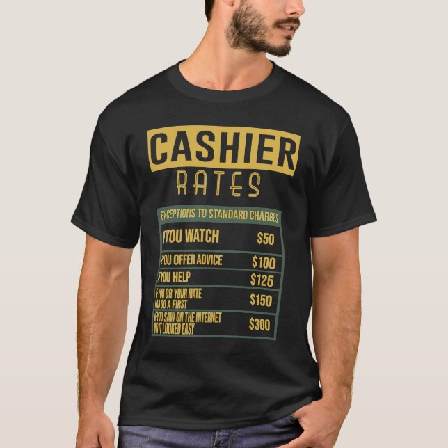 Cashier rates Profession career worker working quo T Shirt (Framsida)