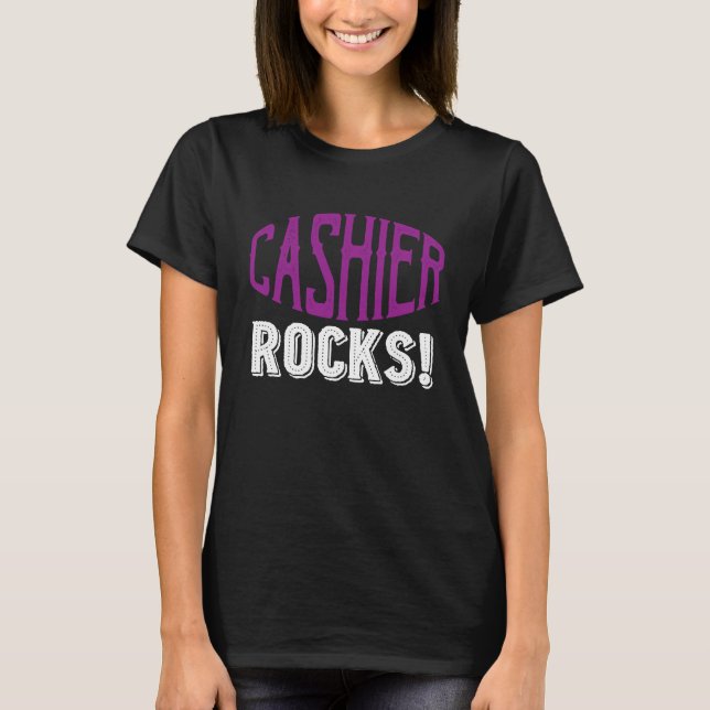 Cashier rocks Profession career worker working quo T Shirt (Framsida)
