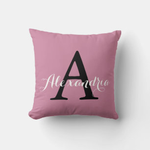 Cashmere Ro Soft Rosa Solid Färg Monogram Kudde