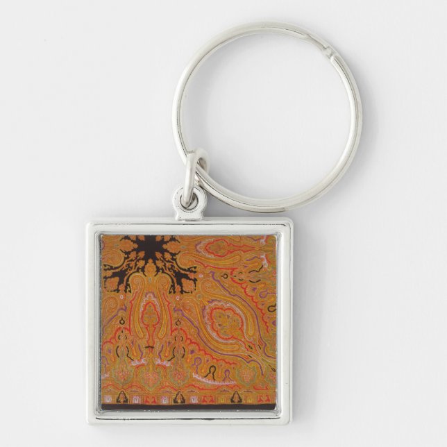 Cashmerescarf, c.1870-80 fyrkantig silverfärgad nyckelring (Framsidan)