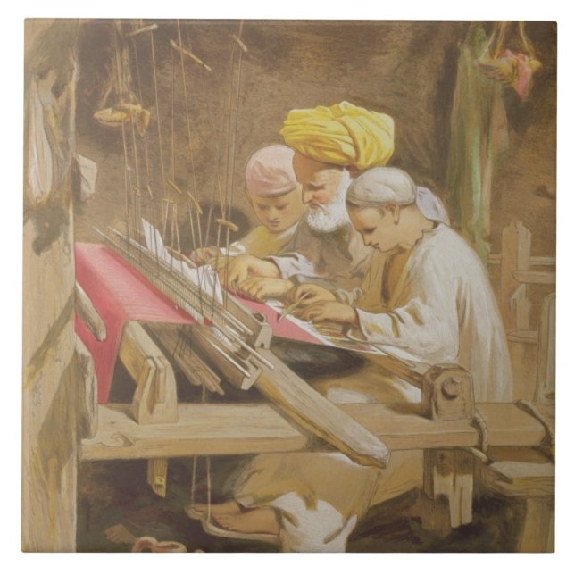Cashmeresjalar: Väva 1863 (chromolithoen) Kakelplatta (Framsidan)
