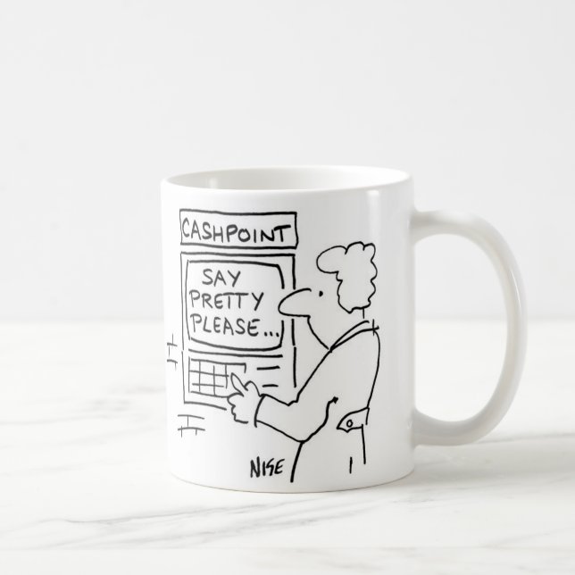 Cashpoint ATM ber kunden att säga: Kaffemugg (Höger)