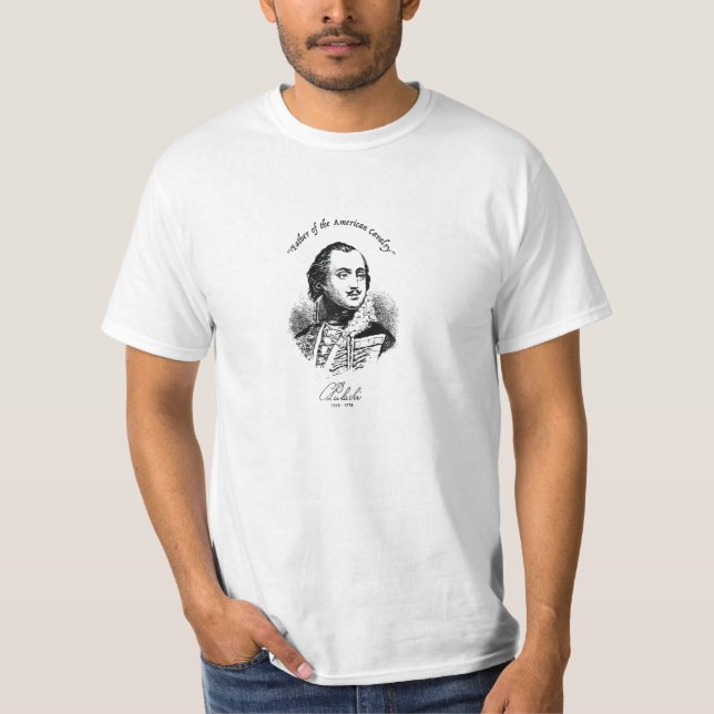 Casimir Pulaski Day Parad polsk Cavalryman Hero T Shirt (Framsida)