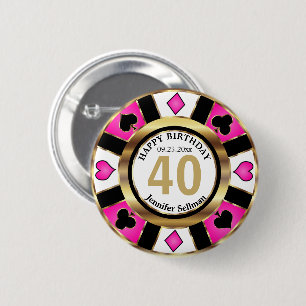 Casino 00:e Födelsedagsfesten - Rosa Knapp
