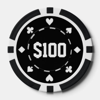Casino, 100 dollar, Poker Chip, Black/White Marker