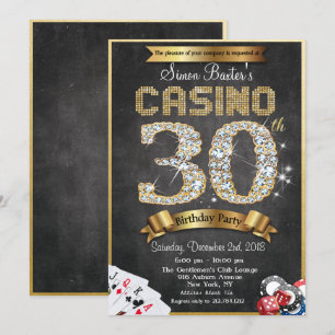 Casino 30-års guld diamant födelsedagsinbjudan inbjudningar