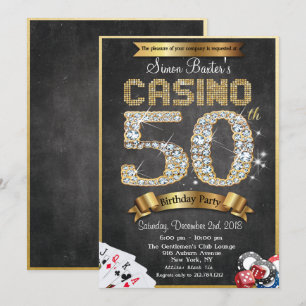 Casino 50-års guld diamant födelsedagsinbjudan inbjudningar