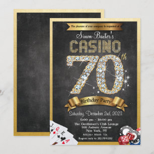 Casino 70-års guld diamant födelsedagsinbjudan inbjudningar
