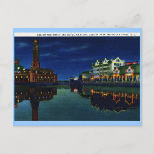 Casino and Hotel, Asbury Park, Ocean Grove NJ Vint Vykort