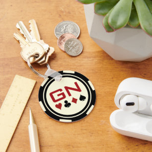 Casino Black Benvit Poker Chip Monogram Nyckelring